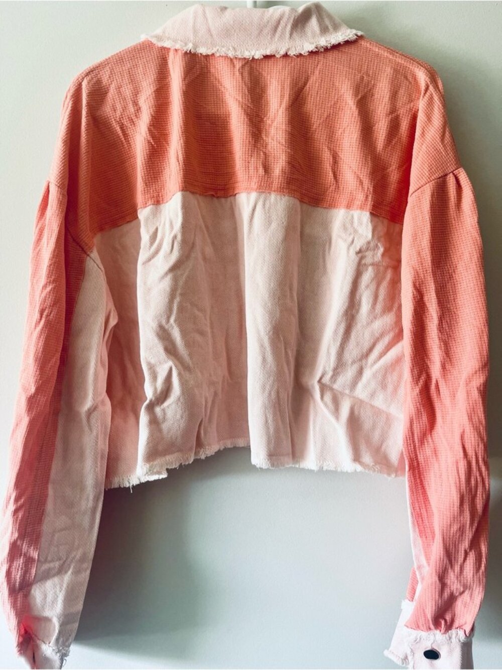 Waffle Knit Boyfriend Lightweight Shacket Jacket Pink - Picture 8 of 8